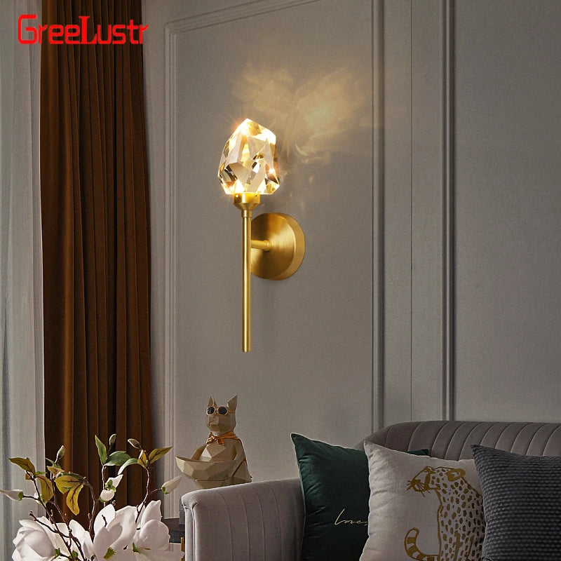 Applique murale led cristal luxe moderne décor intérieur maison chevet allée entrée. - vue 4 sur 13