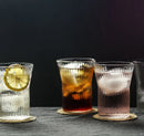 Ensemble 4 verres ondulés style relief verre transparent