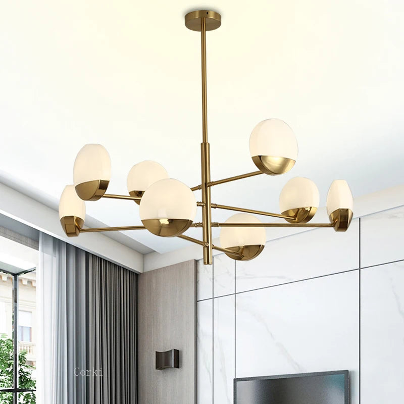 lustre moderne en verre à LED design créatif pour intérieur élégant - vue 5 sur 10