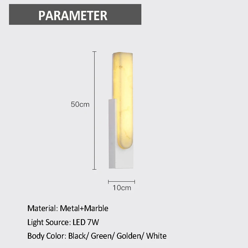 applique murale en marbre luxe minimaliste design moderne avec lumières led