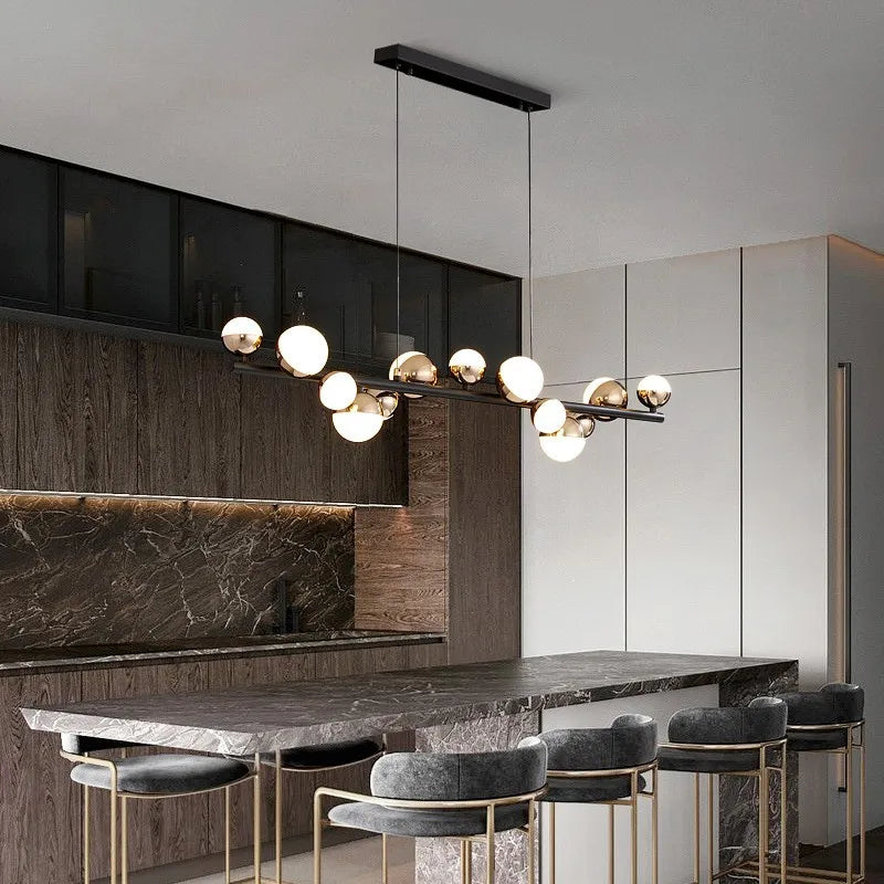 lustre led style nordique boule de verre moderne créatif galvanoplastie - vue 4 sur 8