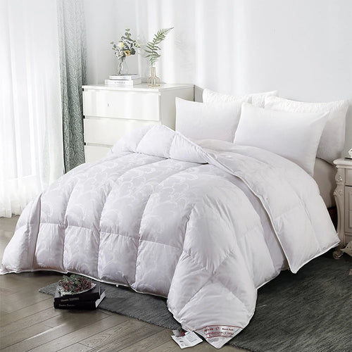 couette d'hiver en duvet de canard king size satin jacquard et coton