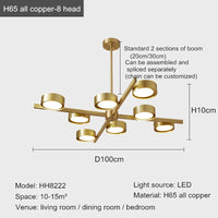 lustre nordique en cuivre design créatif pour éclairage moderne