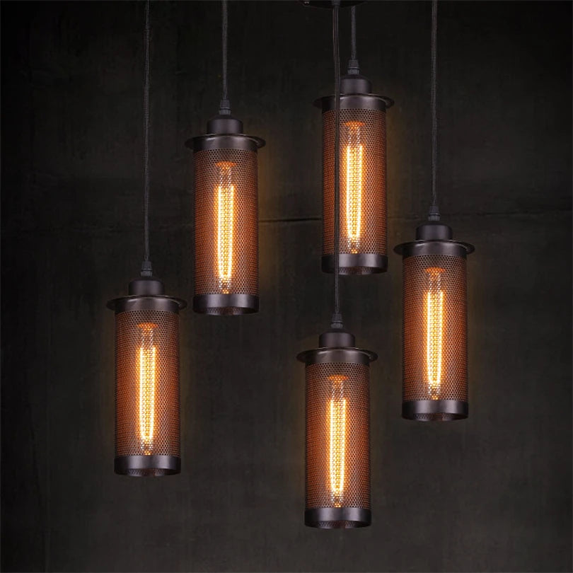 suspension industrielle en maille de fer pour bar et loft vintage