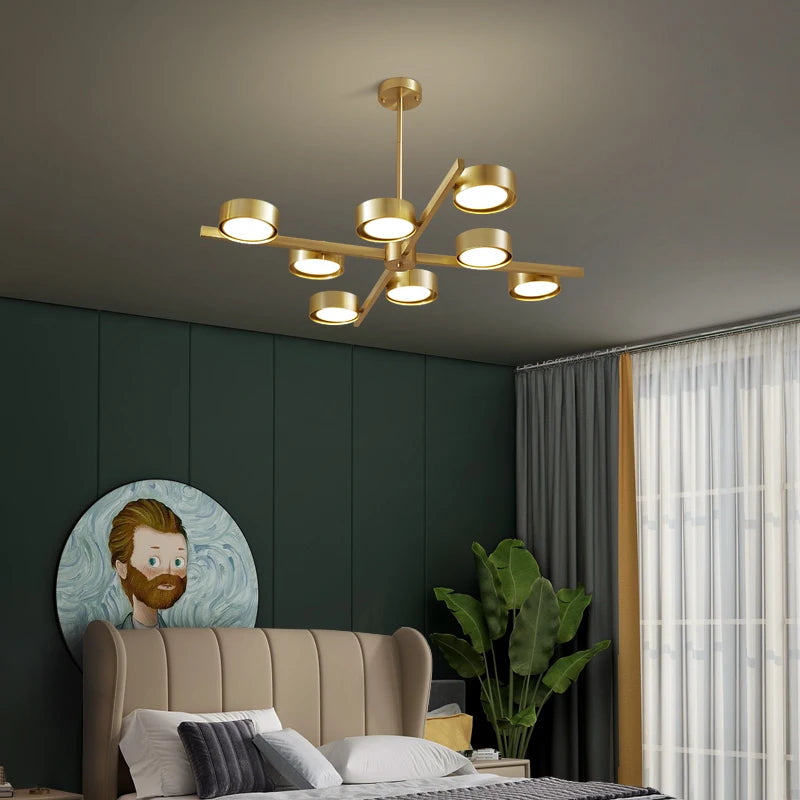 lustre nordique en cuivre design créatif pour éclairage moderne - vue 6 sur 9