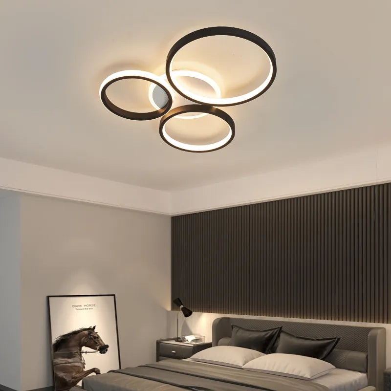 NEO Gleam moderne plafond lustre lumières pour salon étude chambre AC85-265V noir/or couleur led lustre luminaires - vue 4 sur 11
