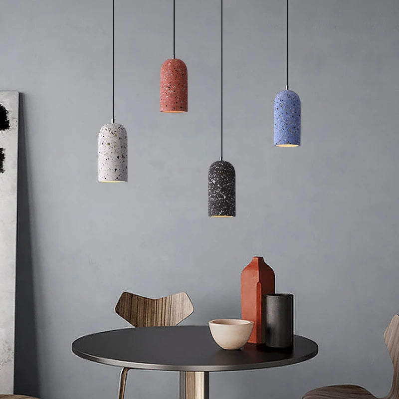 lampes suspendues en ciment led décor industriel pour établissements