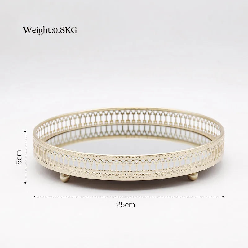 plateau de rangement bijou de luxe en fer et miroir - vue 11 sur 14