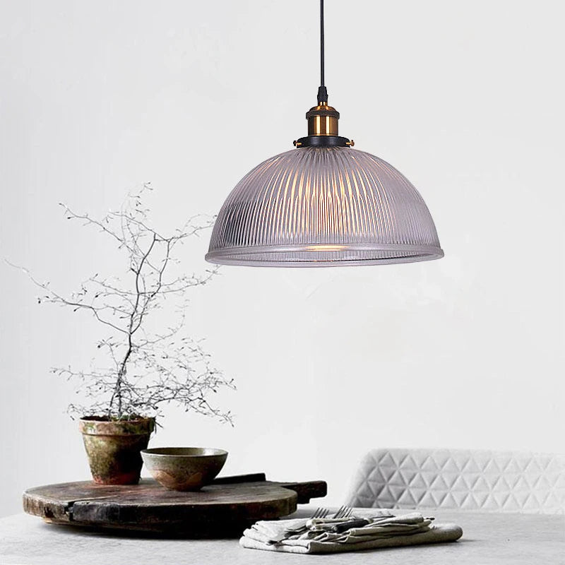 Suspension demi boule en laiton et verre transparent - vue 5 sur 8