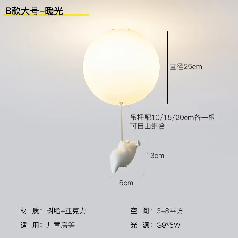 plafonnier led cochon volant pour décoration enfants - vue 10 sur 16