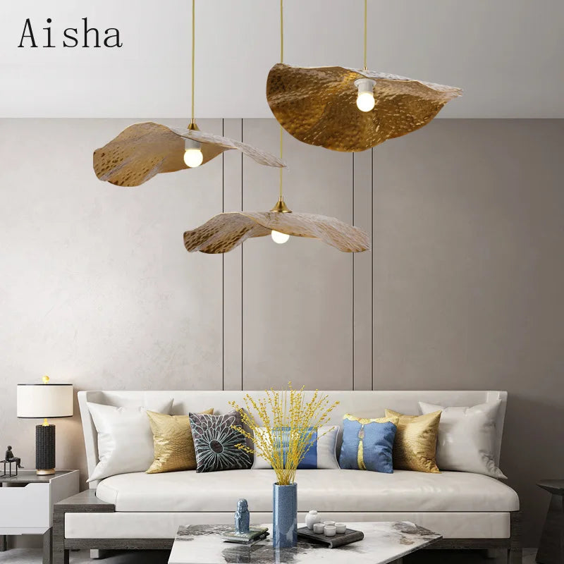 suspension créative en fer style chinois lotus pour décoration intérieure - vue 5 sur 7
