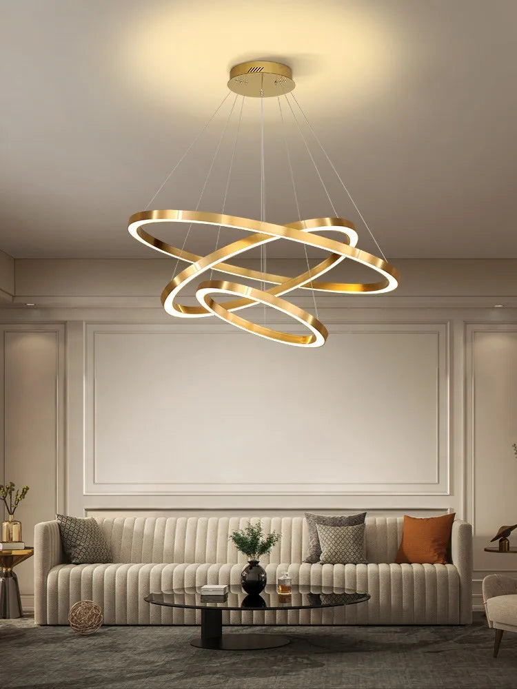 lustre simple style nordique moderne cercle rond décoration intérieure - vue 2 sur 14