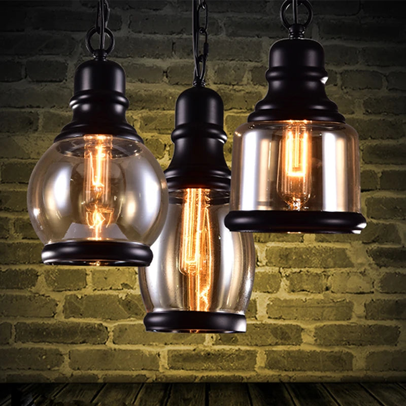 Suspension vintage en verre pour bouteille de vin style industriel - vue 3 sur 9