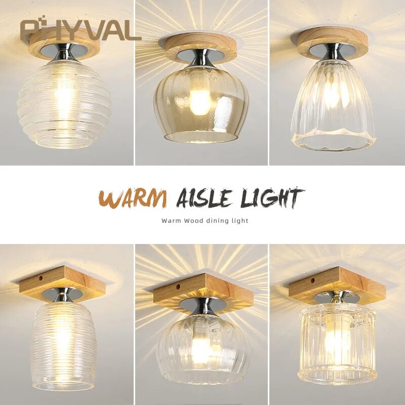 plafonnier phyval nordique verre bois luxe décor - vue 4 sur 16