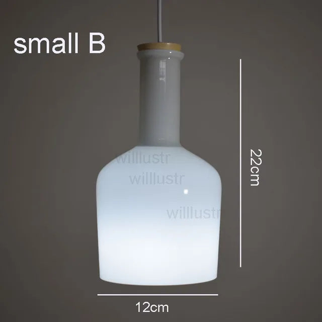 (mai80j) Suspension avec abat-jour en verre blanc style bouteille Nader - vue 4 sur 16