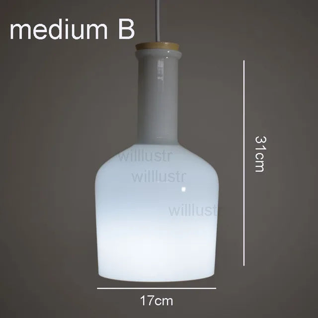 (mai80j) Suspension avec abat-jour en verre blanc style bouteille Nader - vue 6 sur 16
