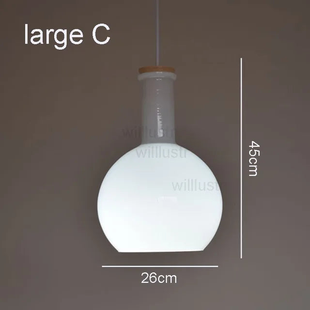 (mai80j) Suspension avec abat-jour en verre blanc style bouteille Nader - vue 16 sur 16