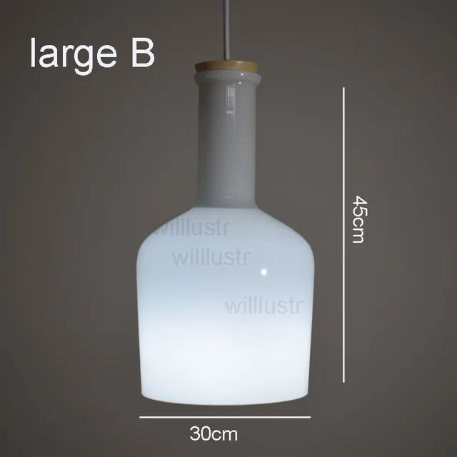 (mai80j) Suspension avec abat-jour en verre blanc style bouteille Nader - vue 13 sur 16