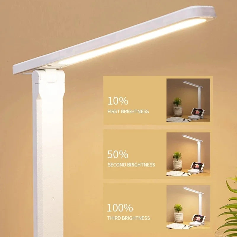 Lampe de Table pliable Led lampe de bureau 3 types réglable en continu tactile chevet lecture Protection des yeux veilleuse USB rechargeable - vue 6 sur 8