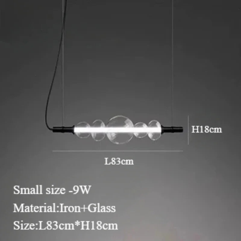 lustre suspendu en verre avec lumières led pour décoration moderne - vue 8 sur 9
