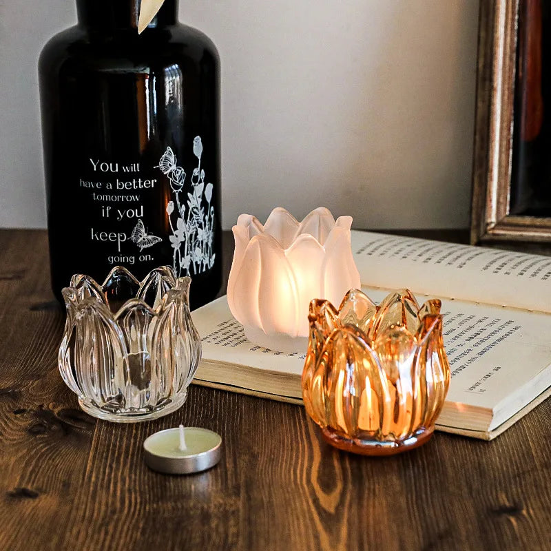 bougeoir en verre vintage pour mariage et décoration artisanale