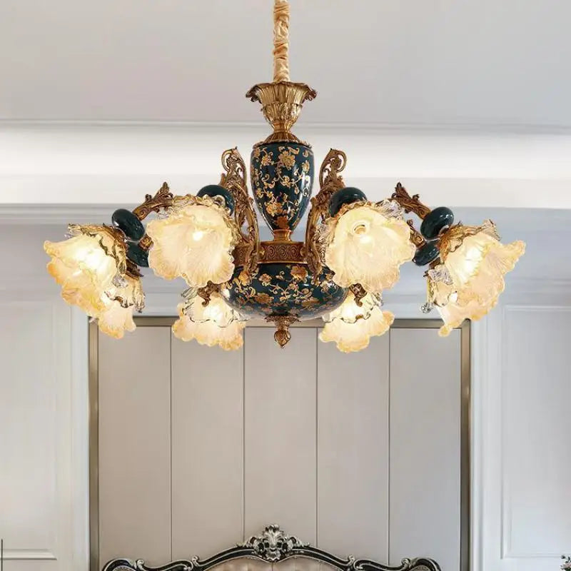 lustre en céramique avec éclairage cristal pour décoration intérieure