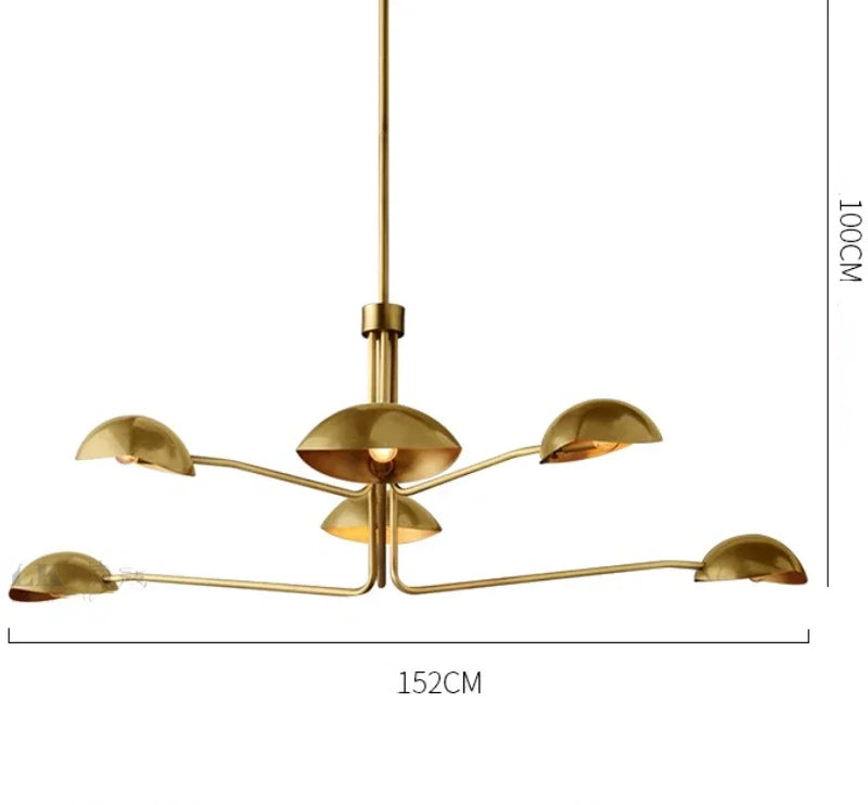 lustre rétro en cuivre lampe créative à bras long design industriel