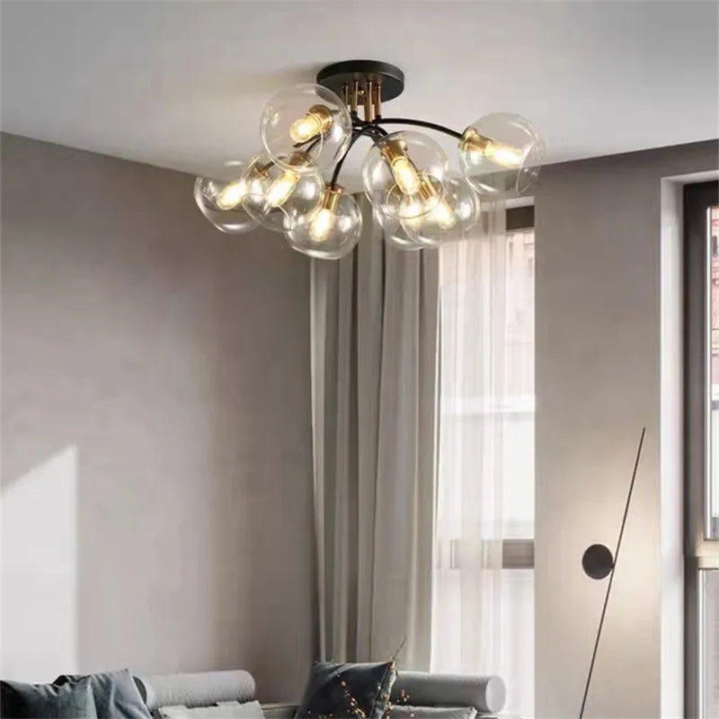 Lampe Plafonnier Verre Nordique Noir Or