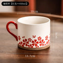 Mug ceramique japonais retro fleurs cerisier peint main
