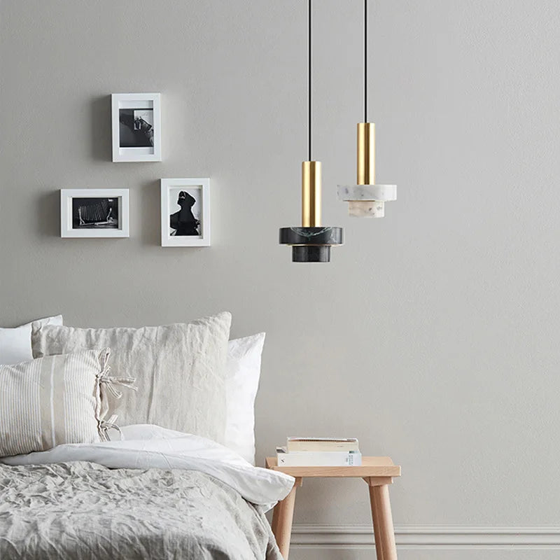 Suspension LED en marbre décorative pour divers espaces - vue 5 sur 17