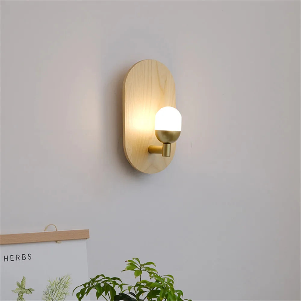 applique murale moderne nordique en bois avec led décorative - vue 2 sur 10