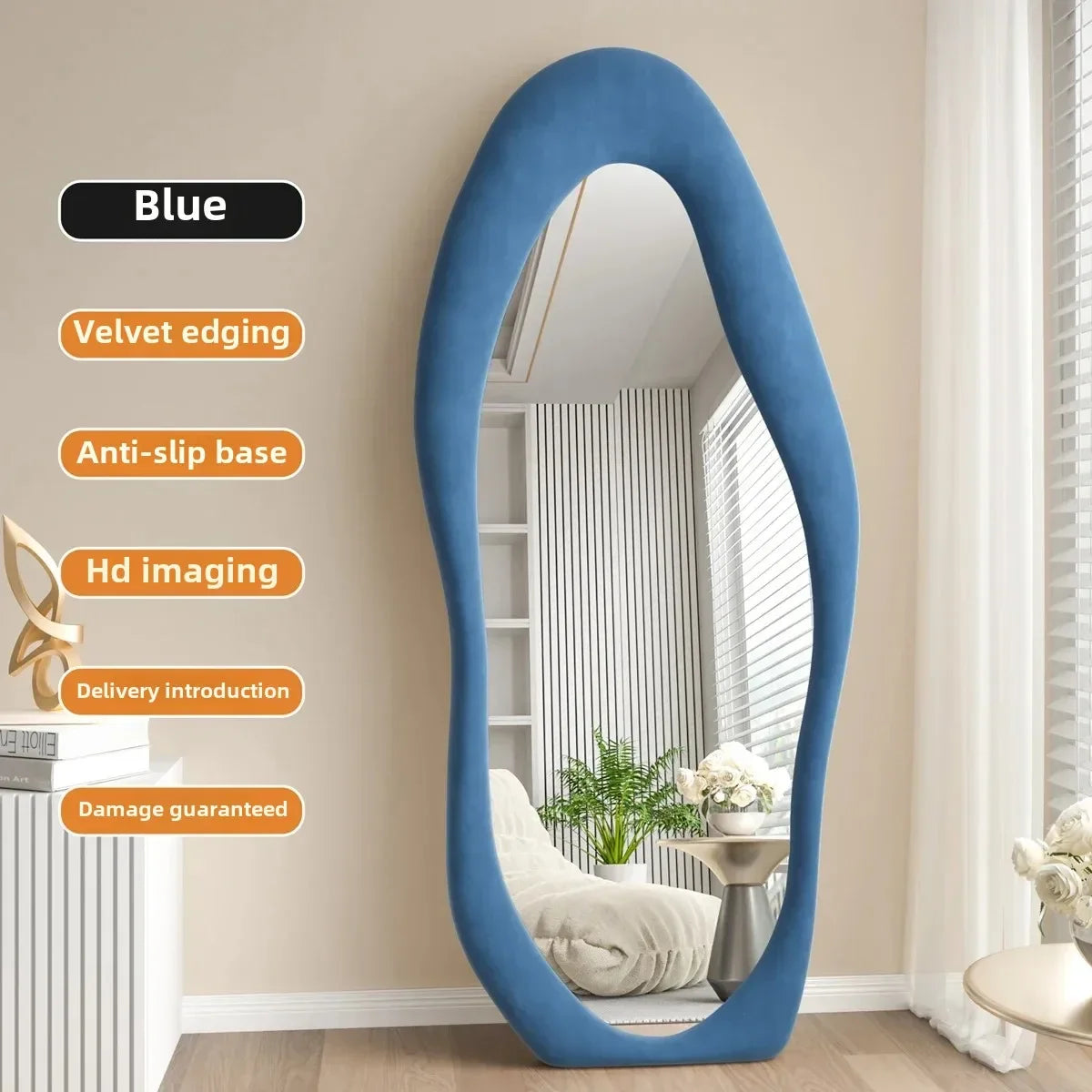 miroir intégral ondulé design nordique pour décoration intérieure - vue 11 sur 13