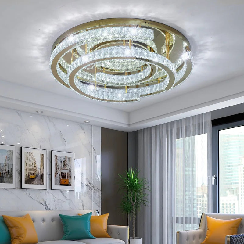 plafonnier led moderne en cristal design réglable - vue 7 sur 10