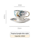 Tasses et soucoupes motifs fleurs oiseaux céramique main