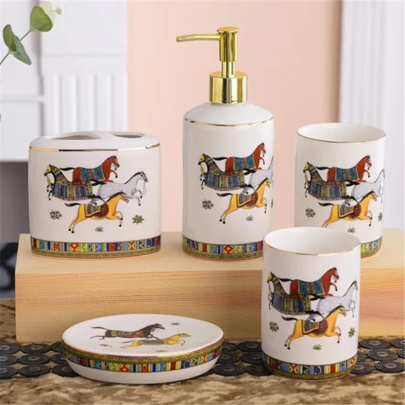 ensemble de 5 accessoires de salle de bain luxe pour mariage - vue 10 sur 20
