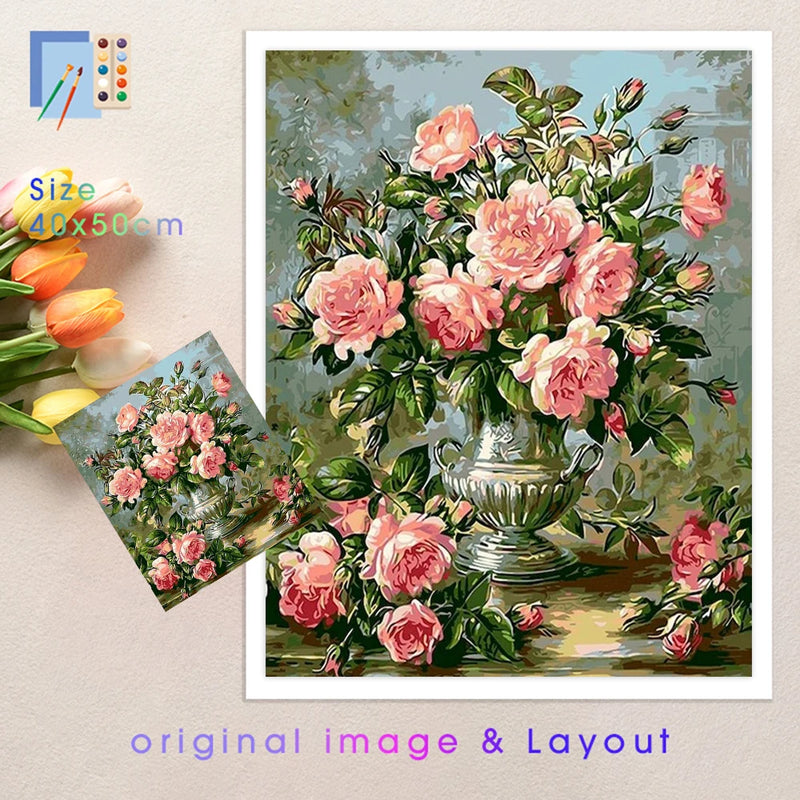 kit de peinture par numéro fleurs à colorier pour adultes