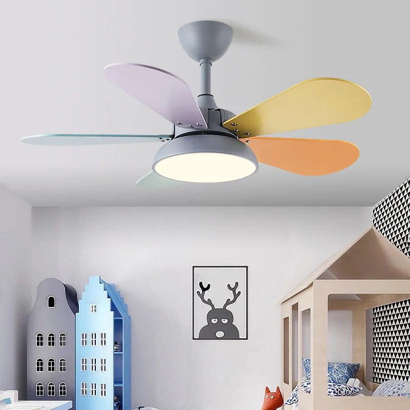Plafonnier moderne ventilateur led télécommande en bois design élégant