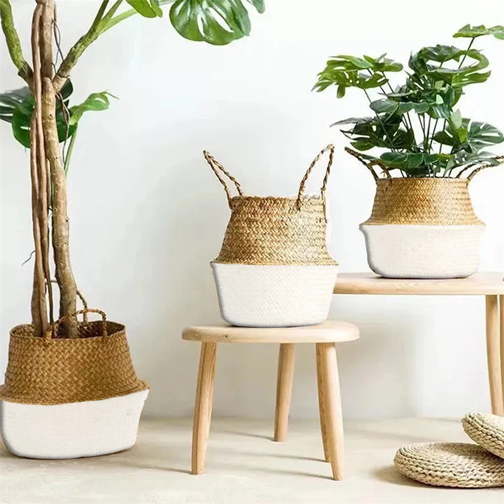 panier en osier suspendu pour rangement et décoration maison - vue 5 sur 13