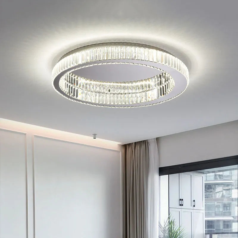 Plafonnier rond led cristal moderne simple - vue 6 sur 12