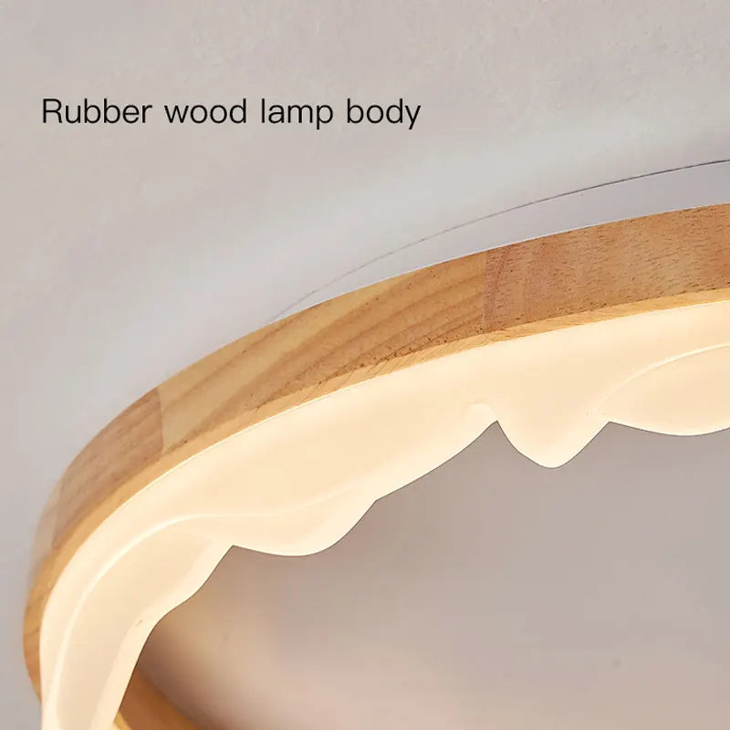 plafonnier en bois intelligent avec anneaux à led moderne - vue 6 sur 10