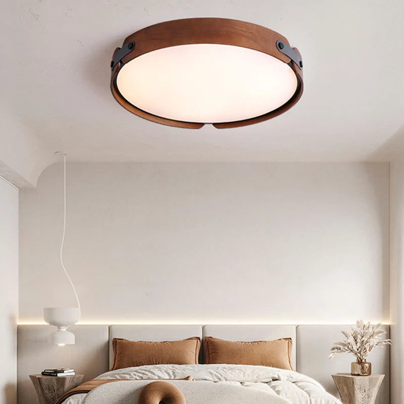 plafonnier en bois avec cuir artificiel et 3 ronds interchangeables créatif