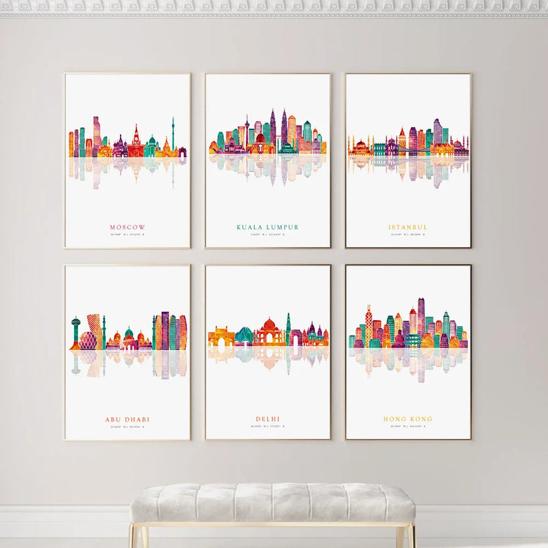 affiches skyline paris londres new york madrid art mural décoratif