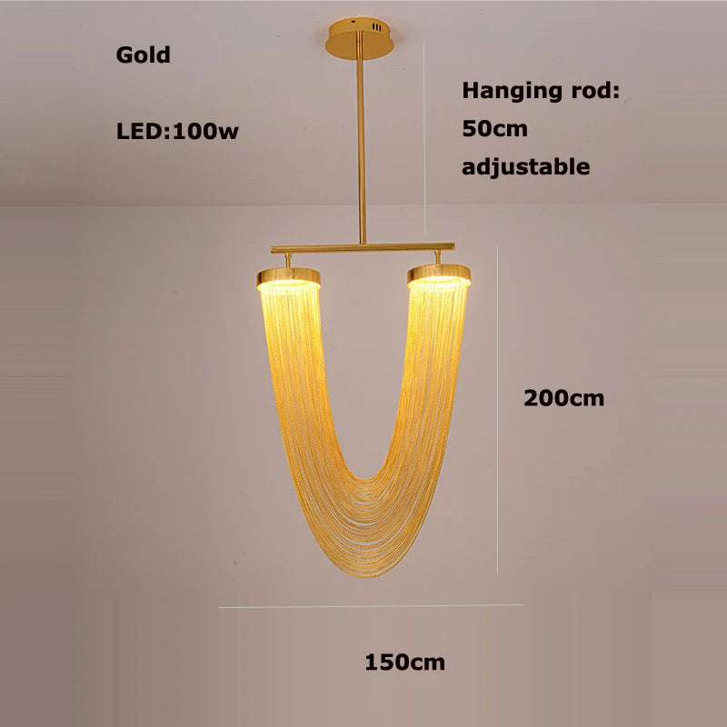 lustre artistique à led en aluminium chromé avec intensité variable - vue 11 sur 21