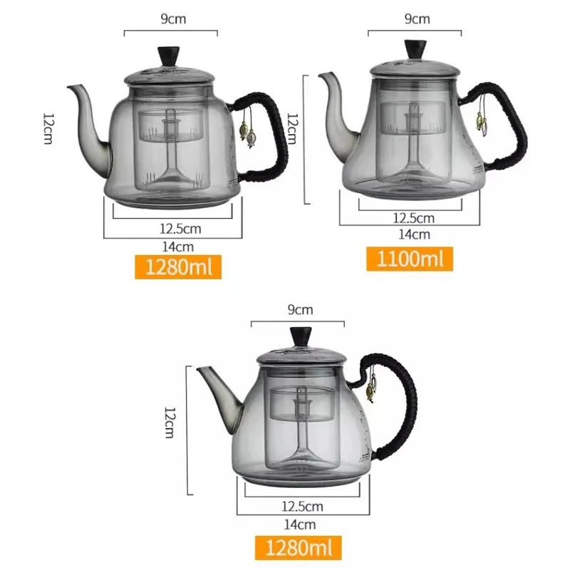 Théière en verre borosilicate 1.2l infuseur double compartiment - vue 6 sur 7