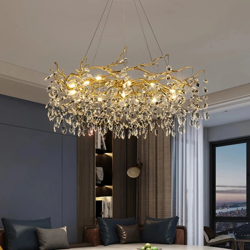 lustre en cristal de luxe pour décoration intérieure élégante
