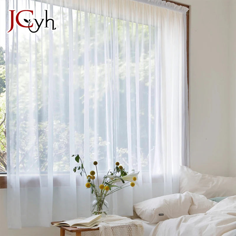 Voilage organza froissé long pour salon chambre fenêtre