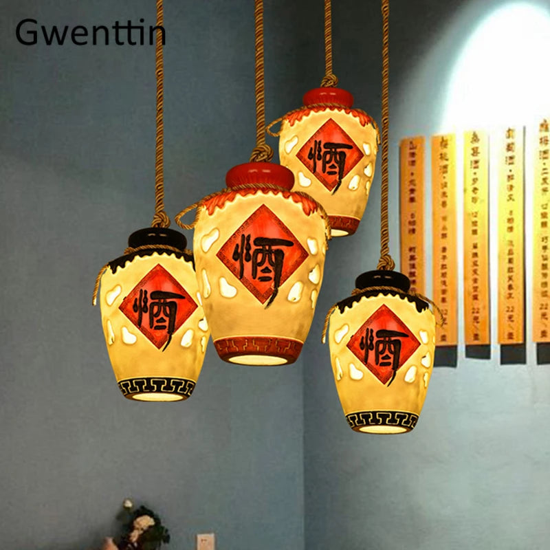 suspension pot à vin style chinois pour décoration intérieure - vue 4 sur 12