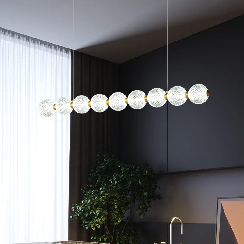 suspension led minimaliste en boule acrylique hauteur réglable