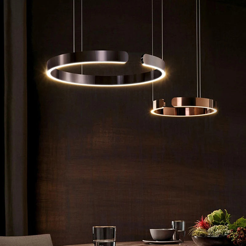 Lustre anneau LED plafond moderne lustre salle à manger Table à manger éclairage plafond lustre éclairage décoration de la maison - vue 6 sur 18