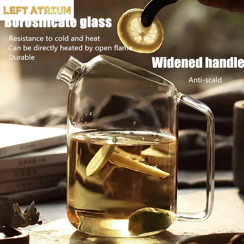 Théière verre couvercle bois style fleurs résistante chaleur - vue 4 sur 7